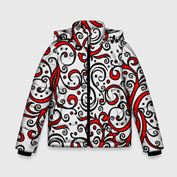 Куртка зимняя для мальчика Красный кружевной узор, цвет: 3D-светло-серый