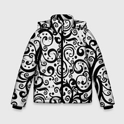 Куртка зимняя для мальчика Чёрный кружевной узор, цвет: 3D-светло-серый