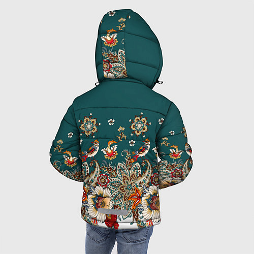 Зимняя куртка для мальчика Индийский орнамент с птицами / 3D-Красный – фото 4