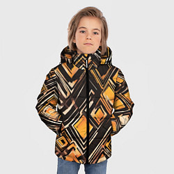 Куртка зимняя для мальчика Жёлтые ромбы и линии, цвет: 3D-черный — фото 2