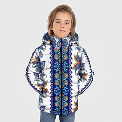 Куртка зимняя для мальчика Цветочный этнический орнамент, цвет: 3D-светло-серый — фото 2
