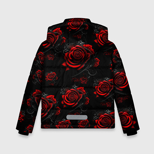 Зимняя куртка для мальчика Красные розы цветы / 3D-Черный – фото 2