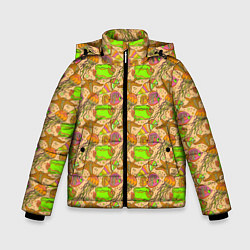 Куртка зимняя для мальчика Морские обитатели рыбы, цвет: 3D-черный