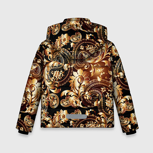Зимняя куртка для мальчика Пейсли золотые узоры / 3D-Черный – фото 2