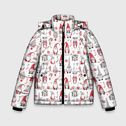Куртка зимняя для мальчика Акварельные гномы, цвет: 3D-черный