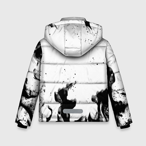 Зимняя куртка для мальчика Герб РФ огненный стиль чернобелый / 3D-Светло-серый – фото 2