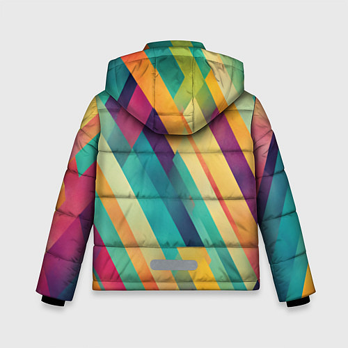 Зимняя куртка для мальчика Цветные диагональные полосы / 3D-Красный – фото 2
