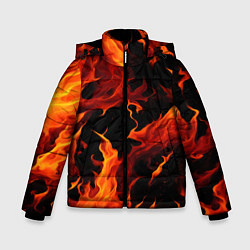 Куртка зимняя для мальчика Пламя в темноте, цвет: 3D-красный