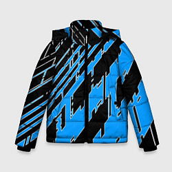 Куртка зимняя для мальчика Синие линии на чёрном фоне, цвет: 3D-черный