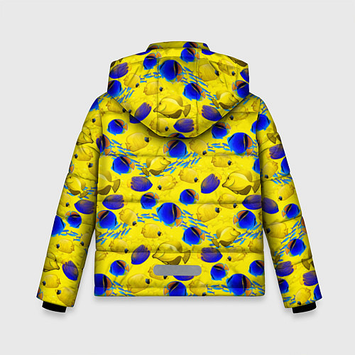 Зимняя куртка для мальчика Разноцветные тропические рыбы / 3D-Черный – фото 2