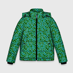 Куртка зимняя для мальчика Зелёный мозаичный паттерн, цвет: 3D-черный