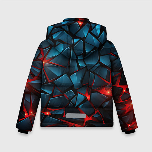 Зимняя куртка для мальчика Синие плиты с красным разломом / 3D-Черный – фото 2