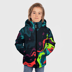 Куртка зимняя для мальчика Яркий кислотный абстрактный камуфляж, цвет: 3D-красный — фото 2