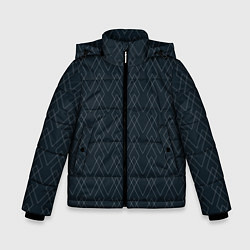 Куртка зимняя для мальчика Тёмный сине-зелёный геометричные линии, цвет: 3D-черный