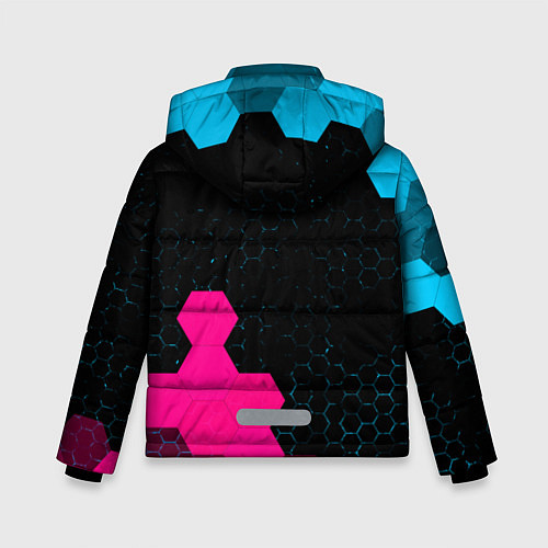 Зимняя куртка для мальчика GTA 6 - neon gradient вертикально / 3D-Черный – фото 2
