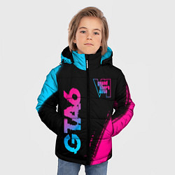 Куртка зимняя для мальчика GTA6 - neon gradient вертикально, цвет: 3D-черный — фото 2