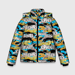 Куртка зимняя для мальчика Прыжок диких кошек, цвет: 3D-черный