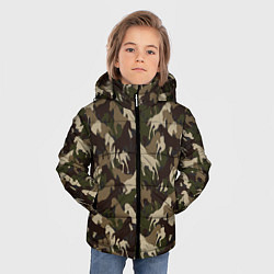 Куртка зимняя для мальчика Лошади камуфляж, цвет: 3D-черный — фото 2