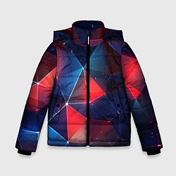 Куртка зимняя для мальчика Синяя геометрическая абстракция, цвет: 3D-красный