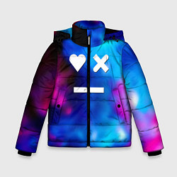 Куртка зимняя для мальчика Love death and robots serial gradient, цвет: 3D-светло-серый