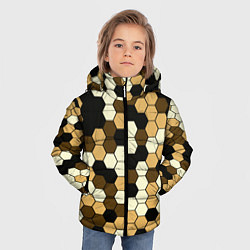 Куртка зимняя для мальчика Камуфляж гексагон коричневый, цвет: 3D-черный — фото 2