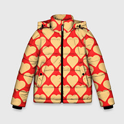 Куртка зимняя для мальчика Охристые сердца, цвет: 3D-черный