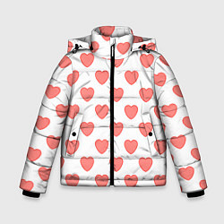 Куртка зимняя для мальчика Розовые сердца фон, цвет: 3D-черный