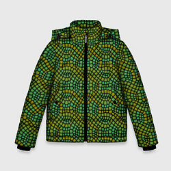 Куртка зимняя для мальчика Салатовый витражный паттерн, цвет: 3D-черный