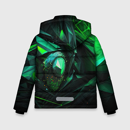 Зимняя куртка для мальчика Зеленая абстракция зеленая геометрическая / 3D-Черный – фото 2