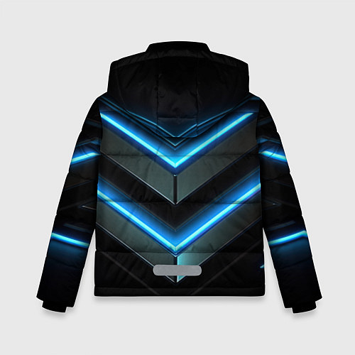 Зимняя куртка для мальчика Черный абстрактный фон и синие неоновые вставки / 3D-Черный – фото 2