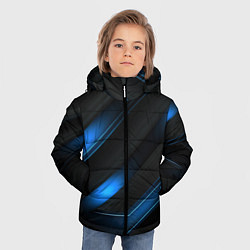 Куртка зимняя для мальчика Синий неоновый яркий свет на черном абстрактном фо, цвет: 3D-черный — фото 2