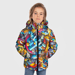 Куртка зимняя для мальчика Фантазийный паттерн - граффити, цвет: 3D-черный — фото 2