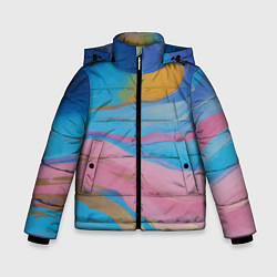 Куртка зимняя для мальчика Жидкая синяя и розовая краска, цвет: 3D-светло-серый