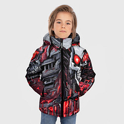 Куртка зимняя для мальчика Красные полосы и череп, цвет: 3D-черный — фото 2