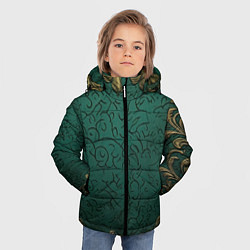 Куртка зимняя для мальчика Узоры золотые на зеленом фоне, цвет: 3D-красный — фото 2