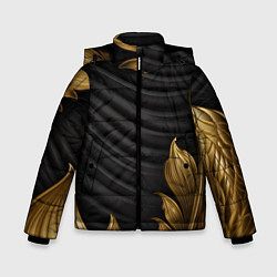 Куртка зимняя для мальчика Узоры золотые на черном фоне, цвет: 3D-светло-серый