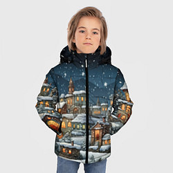 Куртка зимняя для мальчика Новогодний городок ночной, цвет: 3D-черный — фото 2