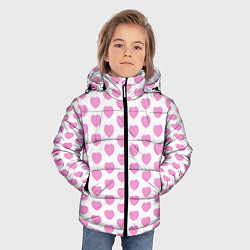 Куртка зимняя для мальчика Нежные розовые сердечки, цвет: 3D-красный — фото 2