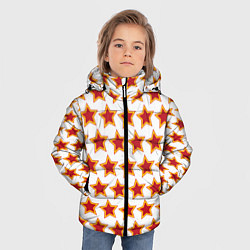 Куртка зимняя для мальчика Красные звезды с контуром, цвет: 3D-черный — фото 2