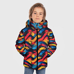 Куртка зимняя для мальчика Разноцветные полосы волны, цвет: 3D-черный — фото 2