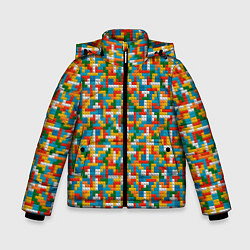 Куртка зимняя для мальчика Плитки тетриса, цвет: 3D-черный