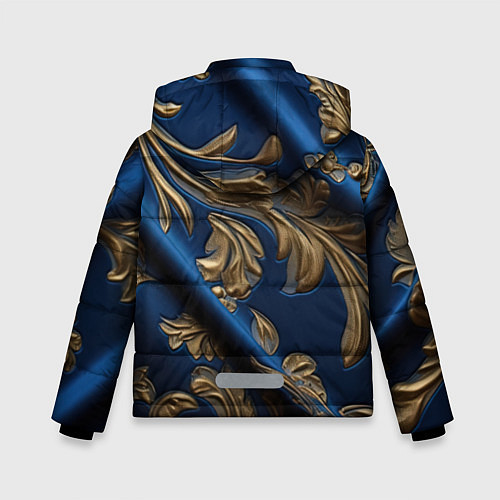 Зимняя куртка для мальчика Лепнина узоры золотистые на синем фоне / 3D-Светло-серый – фото 2