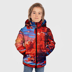 Куртка зимняя для мальчика Город в стиле майнкрафт, цвет: 3D-светло-серый — фото 2