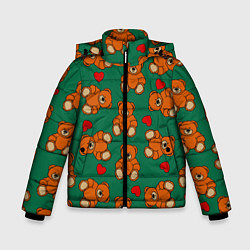 Куртка зимняя для мальчика Мишки плюшевые и сердца, цвет: 3D-красный