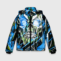 Куртка зимняя для мальчика Синий адский череп, цвет: 3D-черный