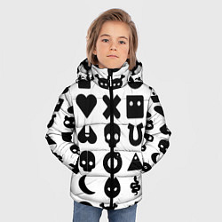 Куртка зимняя для мальчика Love death robots pattern white, цвет: 3D-черный — фото 2