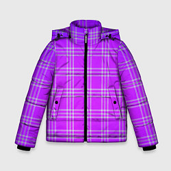 Куртка зимняя для мальчика Фиалковая шотландская клетка, цвет: 3D-черный