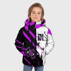 Куртка зимняя для мальчика Розовые и чёрные техно линии, цвет: 3D-черный — фото 2