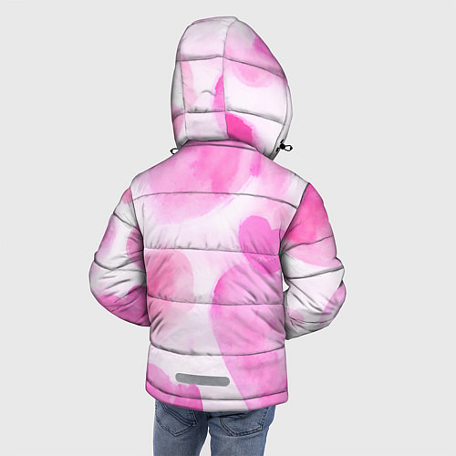 Зимняя куртка для мальчика Розовые сердечки акварель / 3D-Красный – фото 4