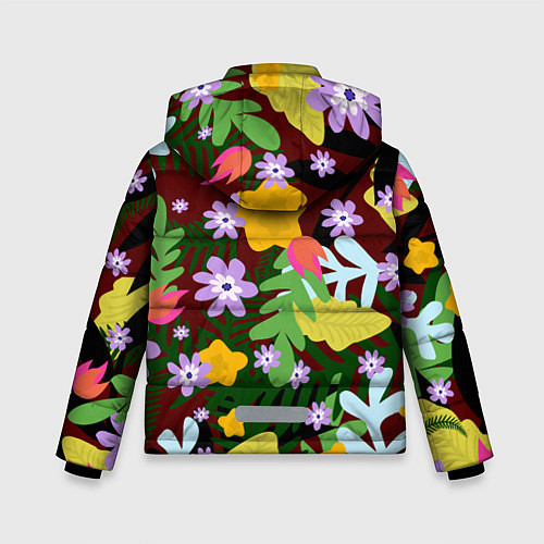 Зимняя куртка для мальчика Гавайская цветочная расцветка / 3D-Черный – фото 2